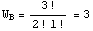 W_B = 3 !/(2 ! 1 !) = 3