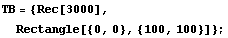 TB = {Rec[3000], Rectangle[{0, 0}, {100, 100}]} ;