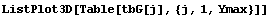 ListPlot3D[Table[tbG[j], {j, 1, Ymax}]]