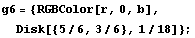 g6 = {RGBColor[r, 0, b], Disk[{5/6, 3/6}, 1/18]} ;