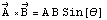 Overscript[A, ->] x Overscript[B, ->] = A B Sin[]