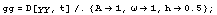 gg = D[yy, t]/.{A -> 1,  -> 1, h -> 0.5} ;