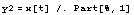 y2 = x[t] /. Part[%, 1]