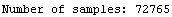 Number of samples: 72765